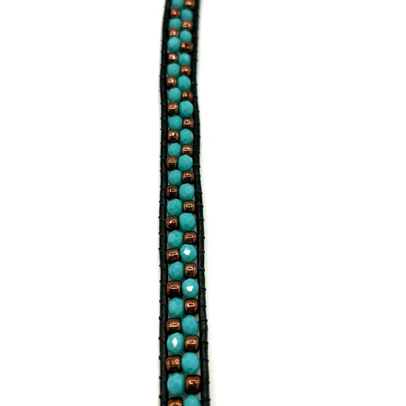 Hand Crafted Inspirational Wrap Bracelet with Aqua Crystal - Picture 7 of 9